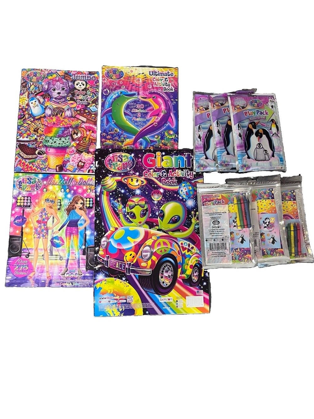 Lisa Frank Mixed Lot Zoomer & Zorbit Stationary Activity Coloring Books Sticker